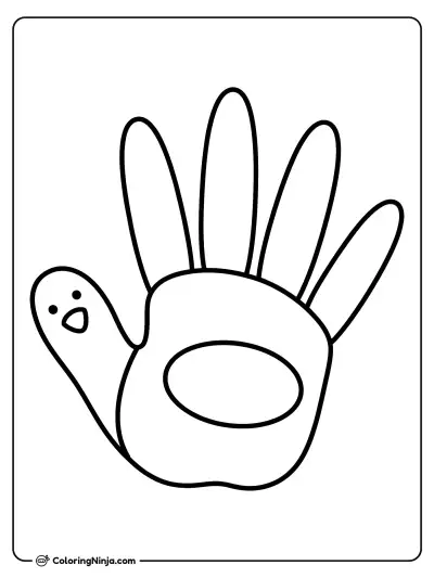 Classic Handprint Style Turkey Coloring Page