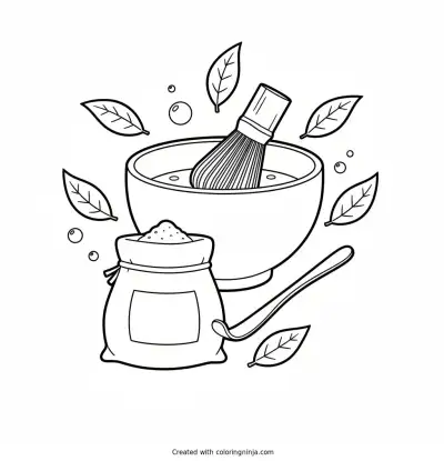 A Cozy Matcha Tea Cup Coloring Page