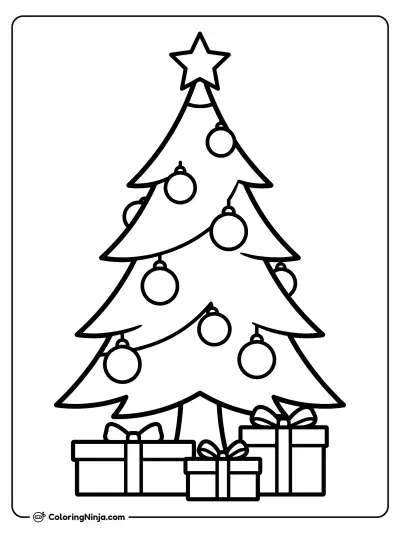 Simple Decorated Christmas Tree Coloring Page