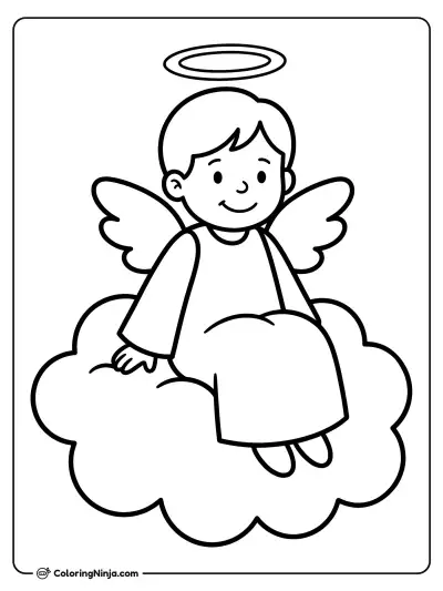 Lindo angelito sobre una nube