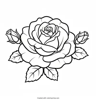 Rosa Grande Abierta con Capullos