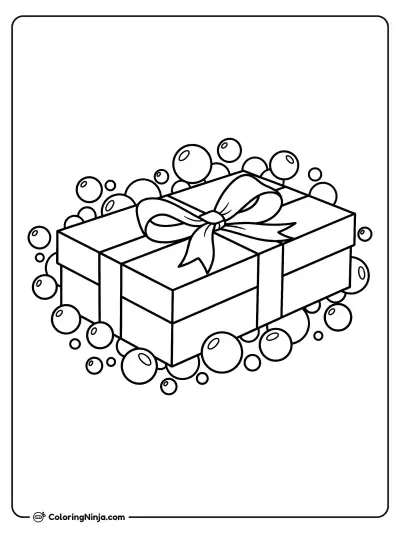 Caja de regalo con moño y burbujas