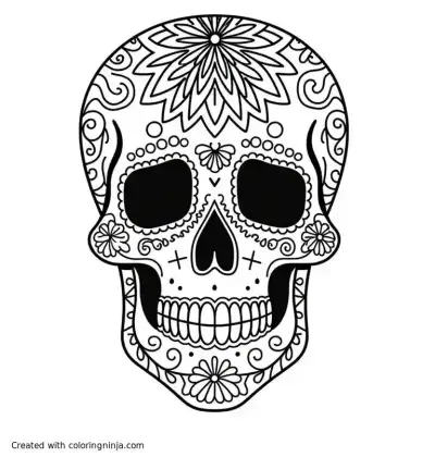 A coloring page of skulls mandala