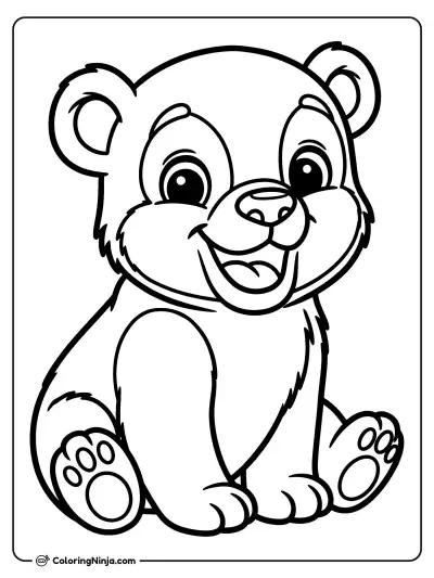 A Smiling Baby Bear Coloring Page
