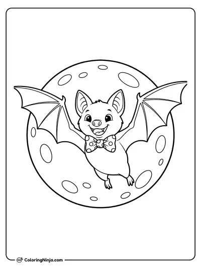 Murciélago sonriente frente a la luna