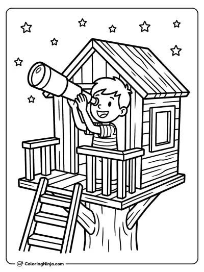 Observando las estrellas desde la casa del árbol