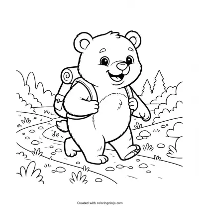 Little Bear Trail Hike Coloring Page