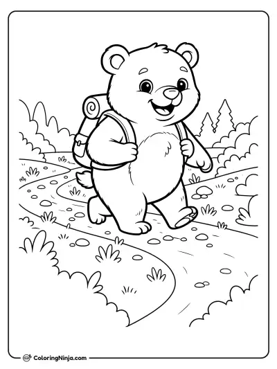 Little Bear Trail Hike Coloring Page