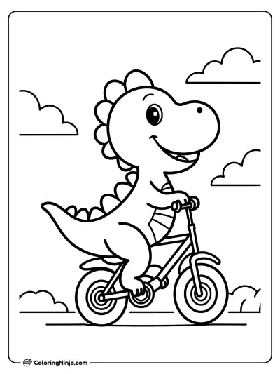 Dinosaurio feliz en bicicleta