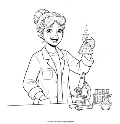 A Friendly Science Lab Explorer Coloring Page
