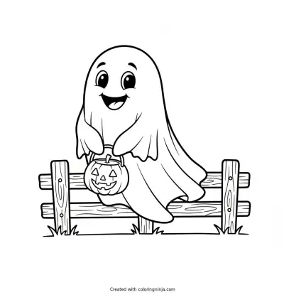 Friendly Ghost Candy Hunt Coloring Page