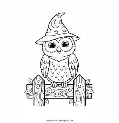 Wise Little Wizard Owl Coloring Page