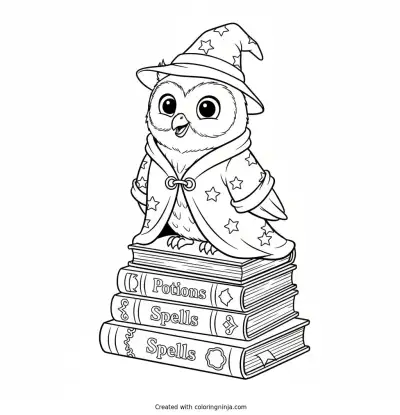 The Wise Halloween Owl Coloring Page
