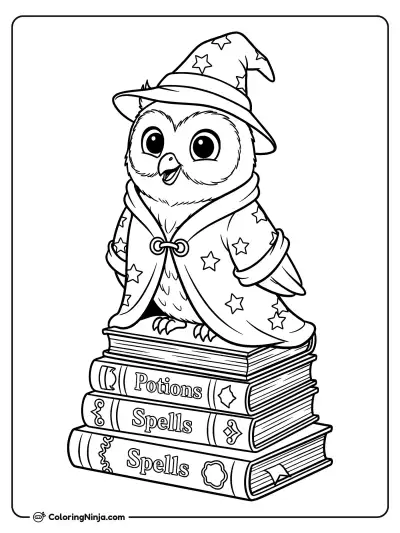 The Wise Halloween Owl Coloring Page