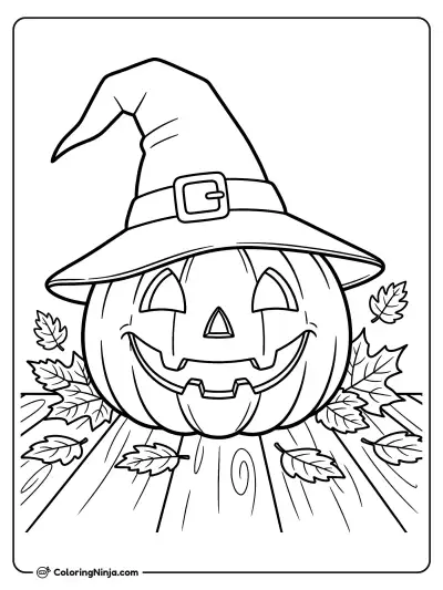 La calabaza sonriente con sombrero de bruja