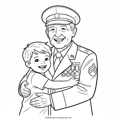 A Welcoming Homecoming Hug Coloring Page