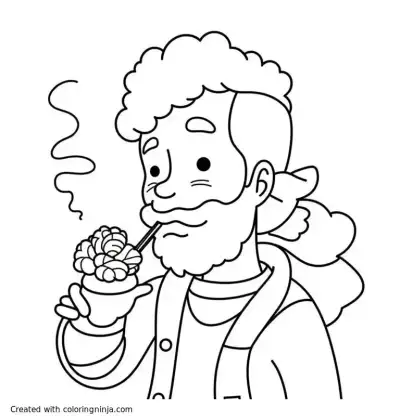 A coloring page of smoking pot
