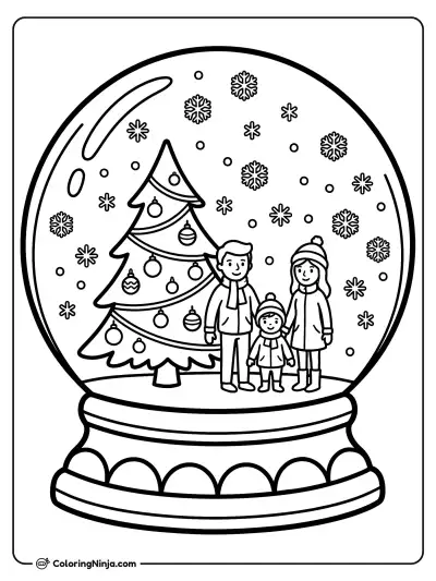 Magical Christmas Snow Globe Coloring Page