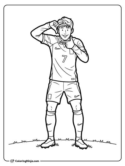 Son Heung-min Camera Celebration Coloring Page