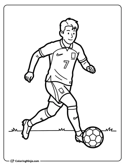 Son Heung-min Dribbling Forward Coloring Page