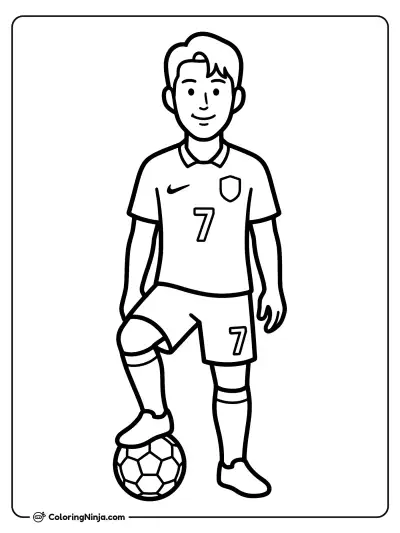 Son Heung-min With Soccer Ball Coloring Page