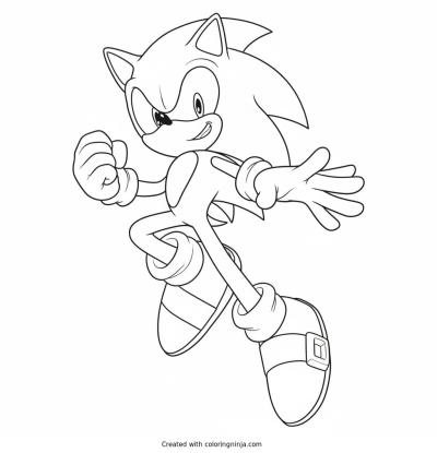 A coloring page of sonic