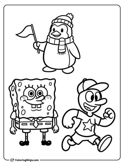 SpongeBob, pingüino de Club Penguin y Homestar