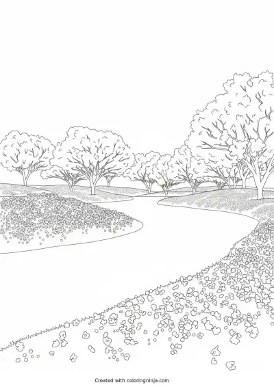 A coloring page of spring