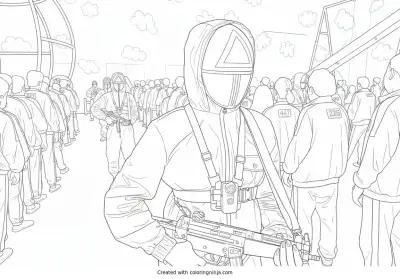 A coloring page of squid game
