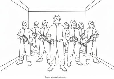 A coloring page of squid game