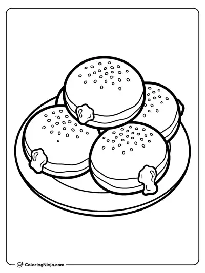 Sweet Sufganiyot Jelly Doughnuts Coloring Page