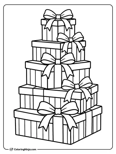 Wrapped Hanukkah Gift Boxes Coloring Page