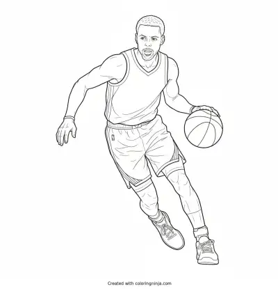 A coloring page of steph curry