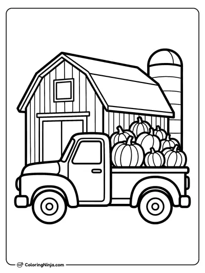Pickup Truck Harvest Drive Coloring Page