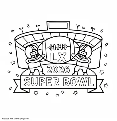 A coloring page of super bowl LX 2026