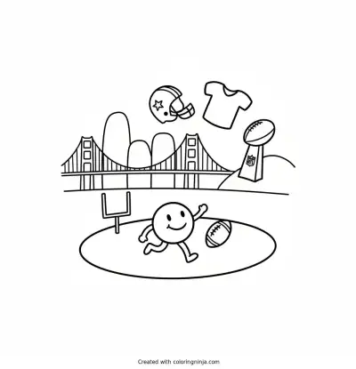 A coloring page of super bowl San Francisco