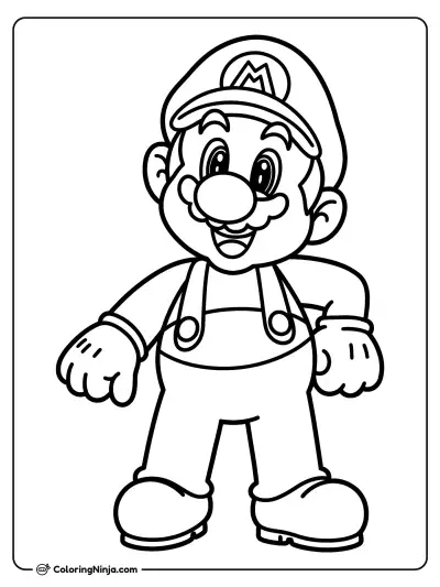 Super Mario de pie sonriendo