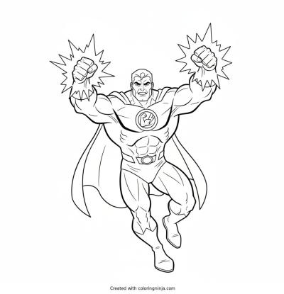 A coloring page of superthing pow power
