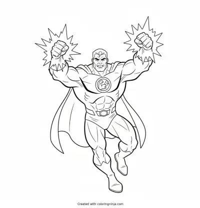 A coloring page of superthing pow power
