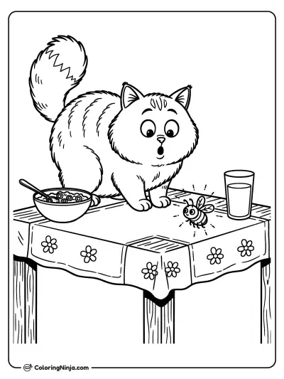 El gato de cocina sorprendido