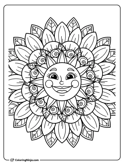 Mándala de Sol con Pétalos Florales