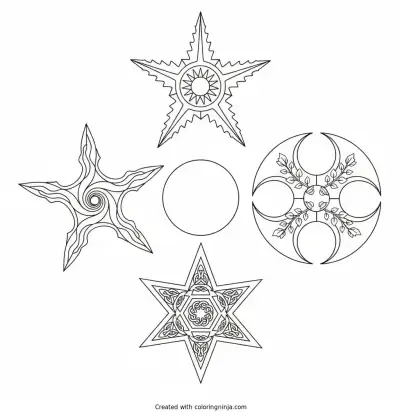 Shuriken Collection Display Coloring Page