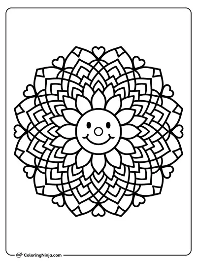 Radiant Sun Mandala Pattern Coloring Page
