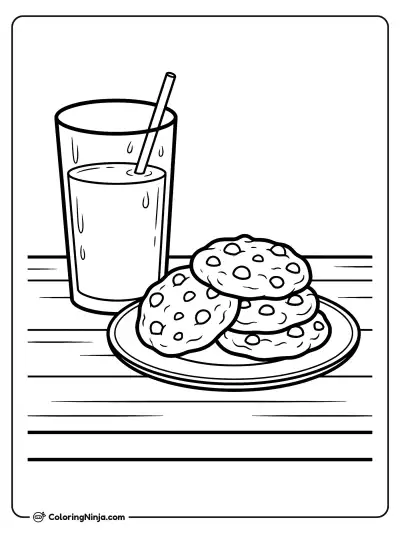 Milk and Cookies for Santa Coloring Page