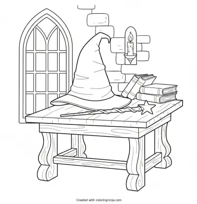 The Castle Wizard Workshop Coloring Page