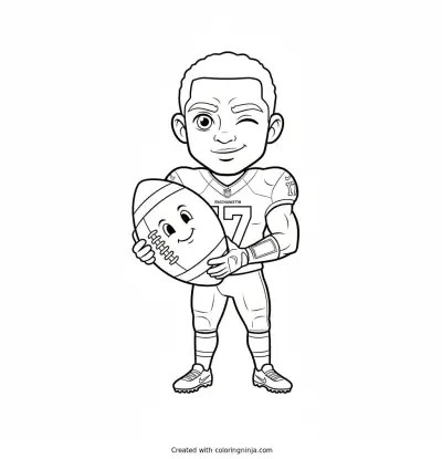 Terry McLaurin Friendly Cartoon Star Coloring Page