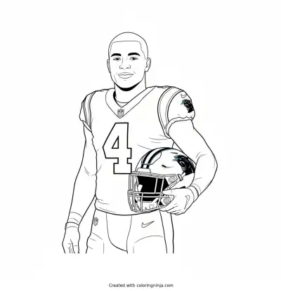 Tetairoa McMillan Helmet Portrait Coloring Page