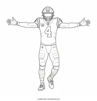 Tetairoa McMillan Touchdown Celebration Coloring Page