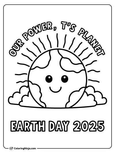 Smiley Earth and Sun Coloring Page