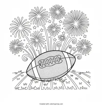 Football Field Fireworks Display Coloring Page